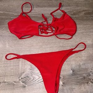Frankie’s bikini red top and bottom